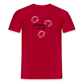 Das Leben umarmen - Männer T-Shirt - Rot - Vorne - AI Model Male 178 dark (178cm)