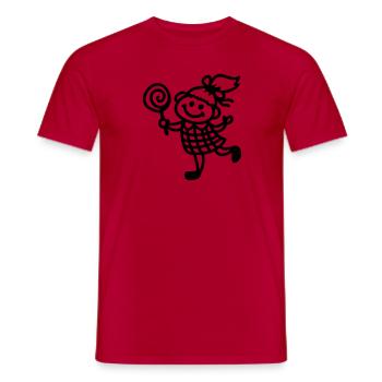 Mädchen mit Lolli - line - Männer T-Shirt - Rot - Vorne - AI Model Male 178 dark (178cm)