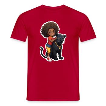 Enfants avec une panthère noire - T-shirt homme - rouge - Devant - AI Model Male 178 dark (178cm)