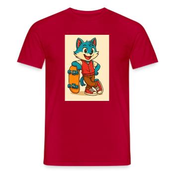 Scooter Fox mit Skateboard - Männer T-Shirt - Rot - Vorne - AI Model Male 178 dark (178cm)
