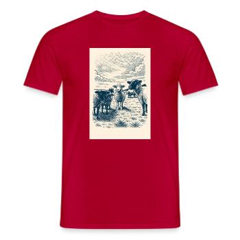 Schafherde im Weideland - Männer T-Shirt - Rot - Vorne - AI Model Male 178 dark (178cm)