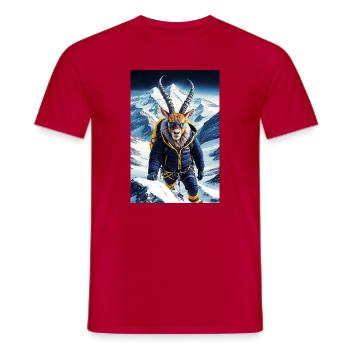 Bergziege Humanoider Bergsteiger - Männer T-Shirt - Rot - Vorne - AI Model Male 178 dark (178cm)