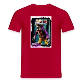 Ausdrucksstarker Ratten-Charakter bunter Kleidung - Männer T-Shirt - Rot - Vorne - AI Model Male 178 dark (178cm)