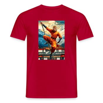 Humanoider Affe Shaolin Mönch - Männer T-Shirt - Rot - Vorne - AI Model Male 178 dark (178cm)