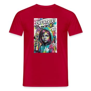 Farbexplosion Graffiti Heldin - Männer T-Shirt - Rot - Vorne - AI Model Male 178 dark (178cm)