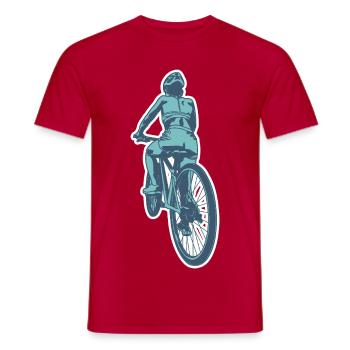 Radfahrerin - Männer T-Shirt - Rot - Vorne - AI Model Male 178 dark (178cm)