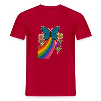 Rainbow Butterfly - Men's T-Shirt - red - Front - AI Model Male 178 dark (178cm)