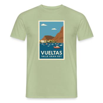 Affiche côtière de la Vuelta Valle Gran Rey - T-shirt homme - vert sauge - Devant - AI Model Male 178 light (178cm)