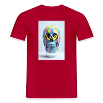 Psychedelischer Totenkopf mit Smile Brille - Männer T-Shirt - Rot - Vorne - AI Model Male 178 dark (178cm)
