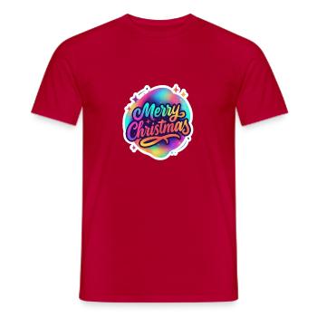 Merry Christmas – Holographic Color Magic - Men's T-Shirt - red - Front - AI Model Male 178 dark (178cm)