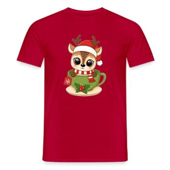 Renne dans la tasse de Noël - T-shirt mignon pour bébé enfant - T-shirt homme - rouge - Devant - AI Model Male 178 dark (178cm)