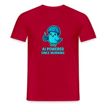 KI-Vogel Morgenkaffee mit Schaltkreis - Männer T-Shirt - Rot - Vorne - AI Model Male 178 dark (178cm)