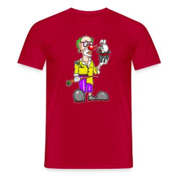 Clown & Lapin – Dessin animé magique drôle - T-shirt homme - rouge - Devant - AI Model Male 178 dark (178cm)