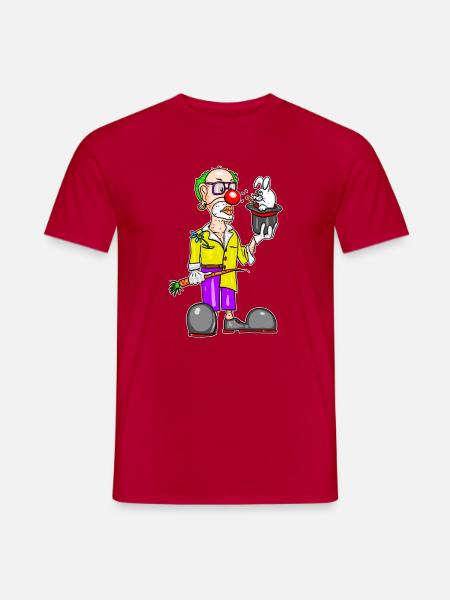 Clown & Rabbit – Funny Magic Cartoon - Men's T-Shirt - red