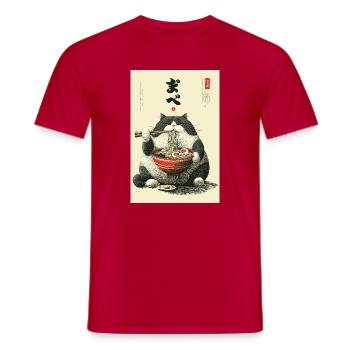 Ramen-Katzen-Festmahl - Männer T-Shirt - Rot - Vorne - AI Model Male 178 dark (178cm)