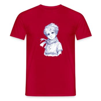 Blauer Bleistiftjunge mit Schal - Männer T-Shirt - Rot - Vorne - AI Model Male 178 dark (178cm)