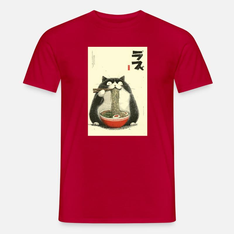 Nudelnde Katzen-Ramen - Männer T-Shirt - Rot
