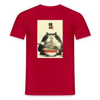 Ramen Cat Ukiyoe Style - Men's T-Shirt - red - Front - AI Model Male 178 dark (178cm)