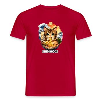 Ramen Cat - Men's T-Shirt - red - Front - AI Model Male 178 dark (178cm)