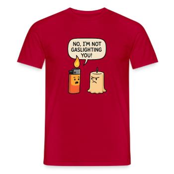 No, I'm not manipulating you - Men's T-Shirt - red - Front - AI Model Male 178 dark (178cm)