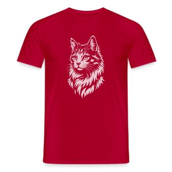 Elegante Katze im Tribal Line Art Stil - Männer T-Shirt - Rot - Vorne - AI Model Male 178 dark (178cm)