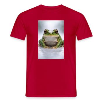 Green frog in focus - Men's T-Shirt - red - Front - AI Model Male 178 dark (178cm)