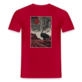 Bison unter purpurroter Sonne in geätzter Landschaft - Männer T-Shirt - Rot - Vorne - AI Model Male 178 dark (178cm)
