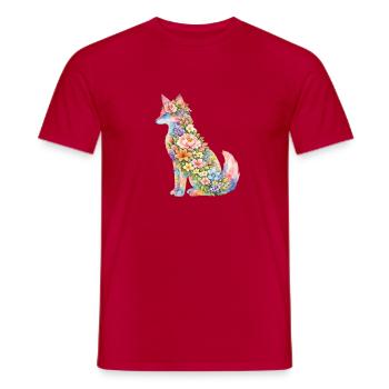 Fuchs Silhouette Blumen - Männer T-Shirt - Rot - Vorne - AI Model Male 178 dark (178cm)
