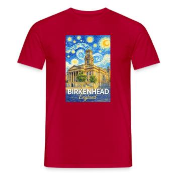 Birkenhead England Uhrturm Sternenwirbel - Männer T-Shirt - Rot - Vorne - AI Model Male 178 dark (178cm)