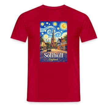 Vue de la ville de Solihull, Angleterre - T-shirt homme - rouge - Devant - AI Model Male 178 dark (178cm)