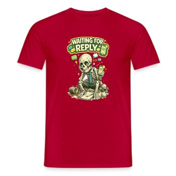 Waiting for Reply Funny Skeleton Phone Shirt - T-shirt homme - rouge - Devant - AI Model Male 178 dark (178cm)