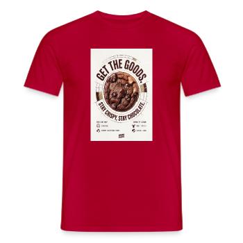 Get The Goods Chocolate Cookie Badge - Men's T-Shirt - red - Front - AI Model Male 178 dark (178cm)