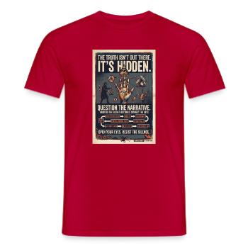Vérités cachées : Poster rétro de conspiration - T-shirt homme - rouge - Devant - AI Model Male 178 dark (178cm)