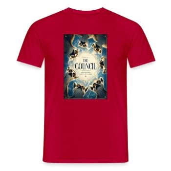 Der Eulenrat – Mystic Circle - Männer T-Shirt - Rot - Vorne - AI Model Male 178 dark (178cm)