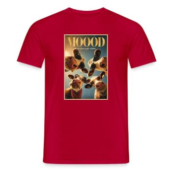 Mood Moo : Affiche Glam Cow - T-shirt homme - rouge - Devant - AI Model Male 178 dark (178cm)