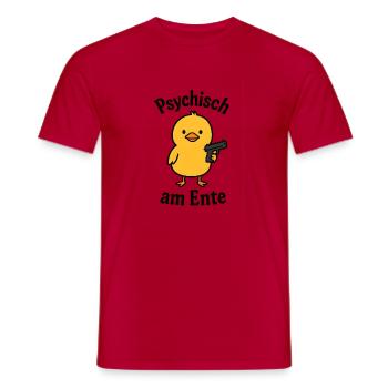 psychisch am ente lustige Sprüche Ente Wortwitz - Männer T-Shirt - Rot - Vorne - AI Model Male 178 dark (178cm)