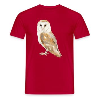 Owl portrait in earth tones - Men's T-Shirt - red - Front - AI Model Male 178 dark (178cm)