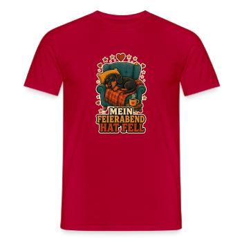 Mein Feierabend hat Fell - Männer T-Shirt - Rot - Vorne - AI Model Male 178 dark (178cm)