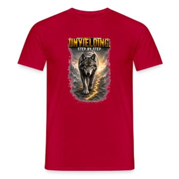 Unbreakable - Step by Step/ Wolf Design/  - Männer T-Shirt - Rot - Vorne - AI Model Male 178 dark (178cm)
