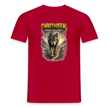 Unbeugsam - Schritt für Schritt/Wolf Motiv - Männer T-Shirt - Rot - Vorne - AI Model Male 178 dark (178cm)