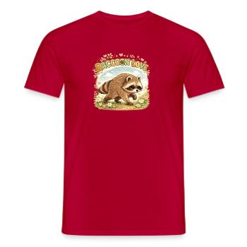 Raccoon Love – Süßer Waschbär im Vintage-Aquarell - Männer T-Shirt - Rot - Vorne - AI Model Male 178 dark (178cm)