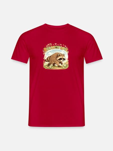 Raccoon Love – Süßer Waschbär im Vintage-Aquarell - Männer T-Shirt - Rot