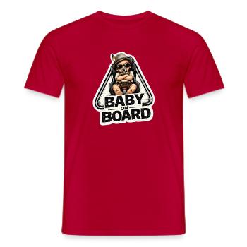 Baby on Board Sticker  - Männer T-Shirt - Rot - Vorne - AI Model Male 178 dark (178cm)