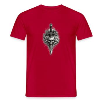 Skull Rose Dagger Gothic Graphic - Men's T-Shirt - red - Front - AI Model Male 178 dark (178cm)