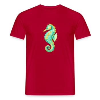 Watercolor Seahorse - Men's T-Shirt - red - Front - AI Model Male 178 dark (178cm)