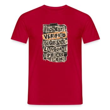 Typographic Collage Regional Phrases - Men's T-Shirt - red - Front - AI Model Male 178 dark (178cm)