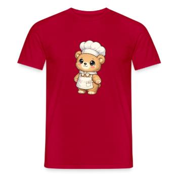Illustration du chef de l’ours et du chef - T-shirt homme - rouge - Devant - AI Model Male 178 dark (178cm)