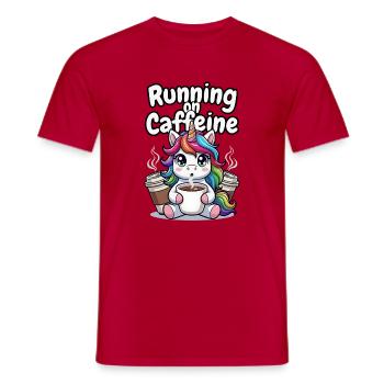 Caffeine Fueled Unicorn - Men's T-Shirt - red - Front - AI Model Male 178 dark (178cm)
