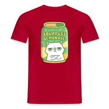 Lustige mürrische Katze Sourpuss Limonade Getränkedose - Männer T-Shirt - Rot - Vorne - AI Model Male 178 dark (178cm)