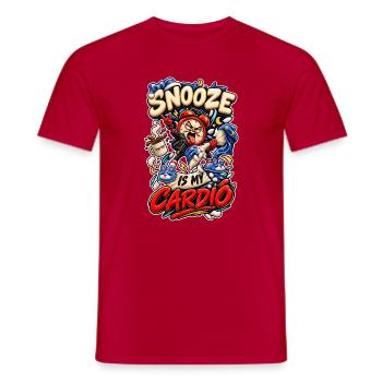 Snooze Is My Cardio Frecher Wecker Punk Spruch - Men's T-Shirt - red - Front - AI Model Male 178 dark (178cm)